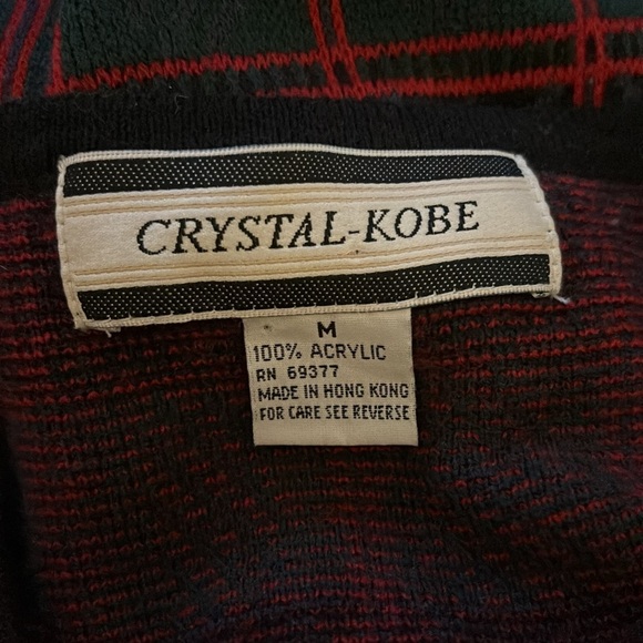 VTG Button Up Plaid Sweater Vest Sz M Gold Buttons Green Red Black Crystal Kobe - Picture 4 of 7